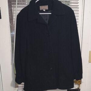Croft & Barrow Black Pea Coat Timeless  Cashmere Blend